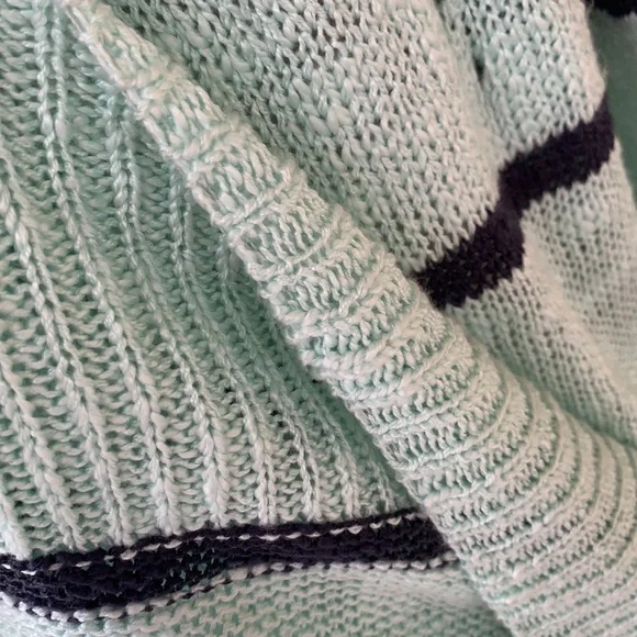 Miracle Mint Green Distressed Wide Neck Knit Stripe Top - Picture 11 of 11